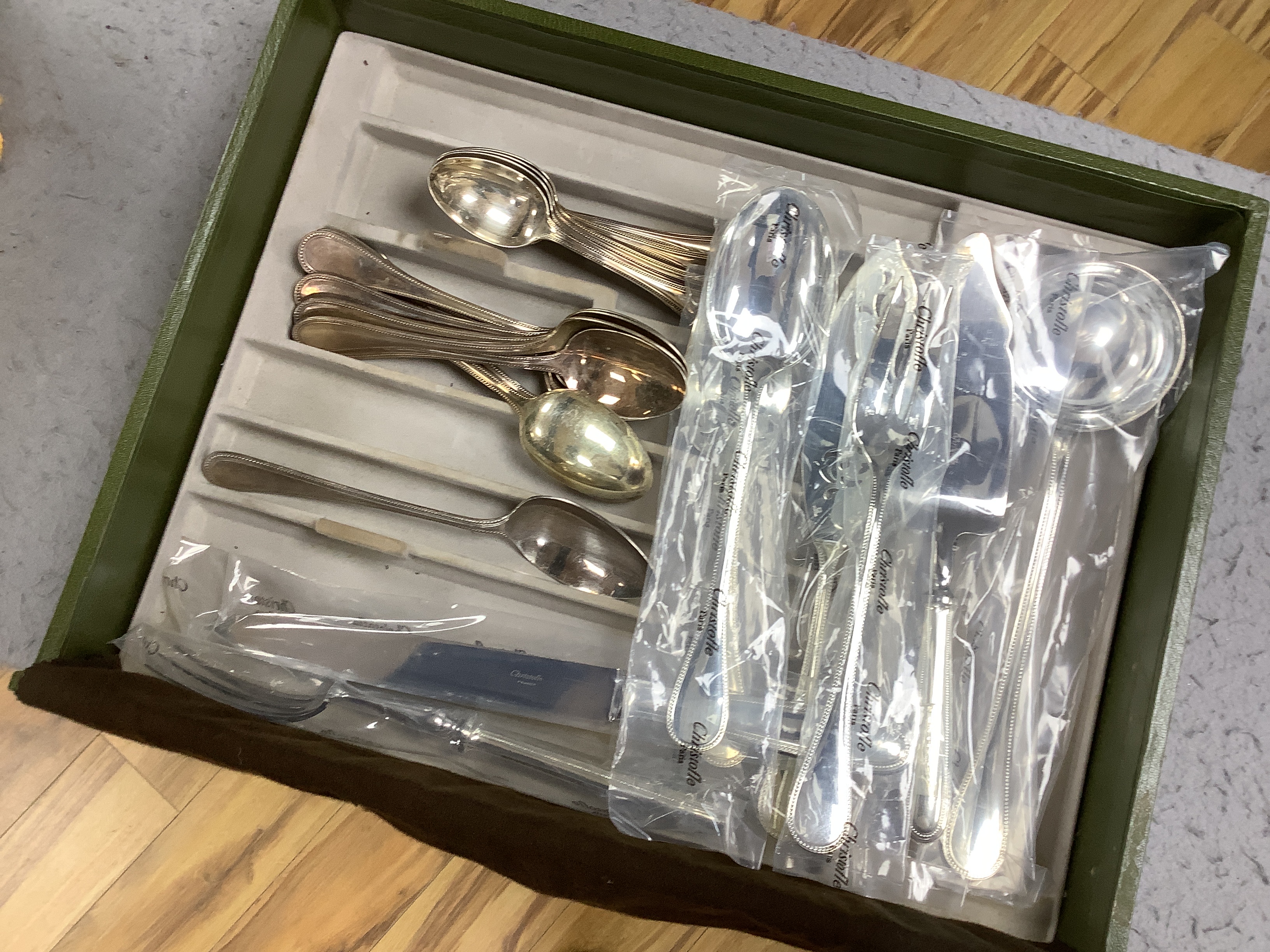 A Christofle suite of cutlery together with other cutlery